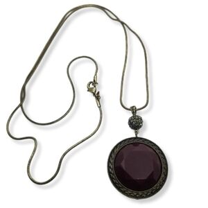 PREMIER DESIGNS ORNATE DOUBLE SIDED PENDANT & ANTIQUE BRASS SNAKECHAIN NECKLACE